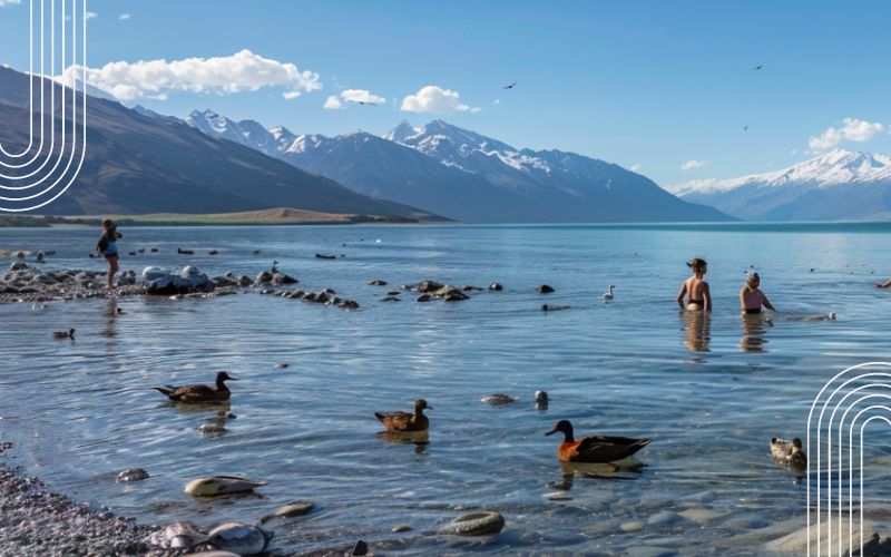 Paradise Shelduck Swimming on Lake Ohau, May 2024, New Zealand, Lake Ohau.